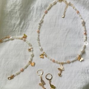 Bộ Trang Sức Ngọc Trai Bướm Thanh Lịch